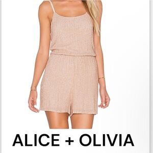 Authentic Alice + Olivia beaded one piece shorts designer jumpsuit romper sz 12